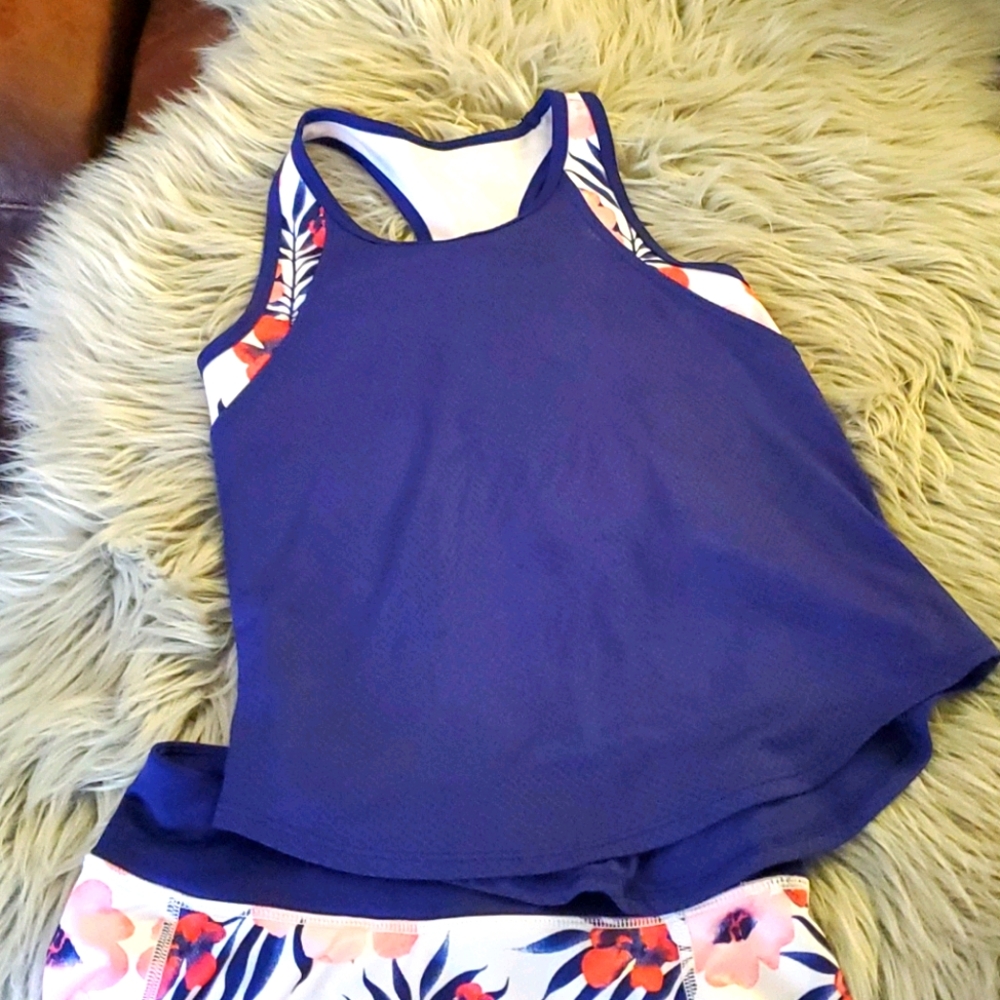 Avia 2 piece skort outfit purple and white